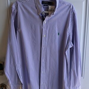 Polo by Ralph Lauren Purple & White Striped Dress Shirt
